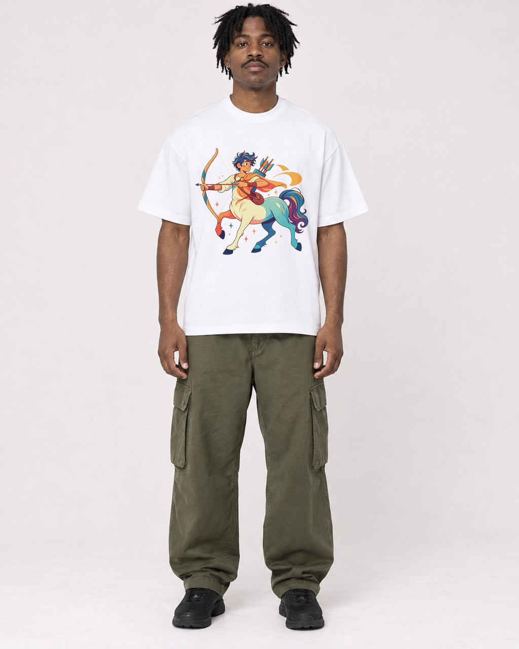 Mockup Boxy Heavyweight Tee White male full-body 04