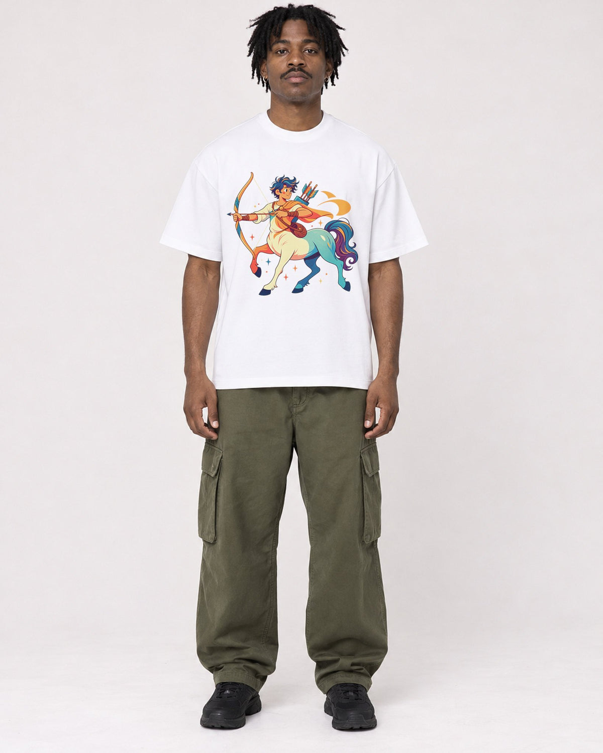 Mockup Boxy Heavyweight Tee White male full-body 04