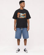 Mockup Boxy Heavyweight Tee Black male full-body 15