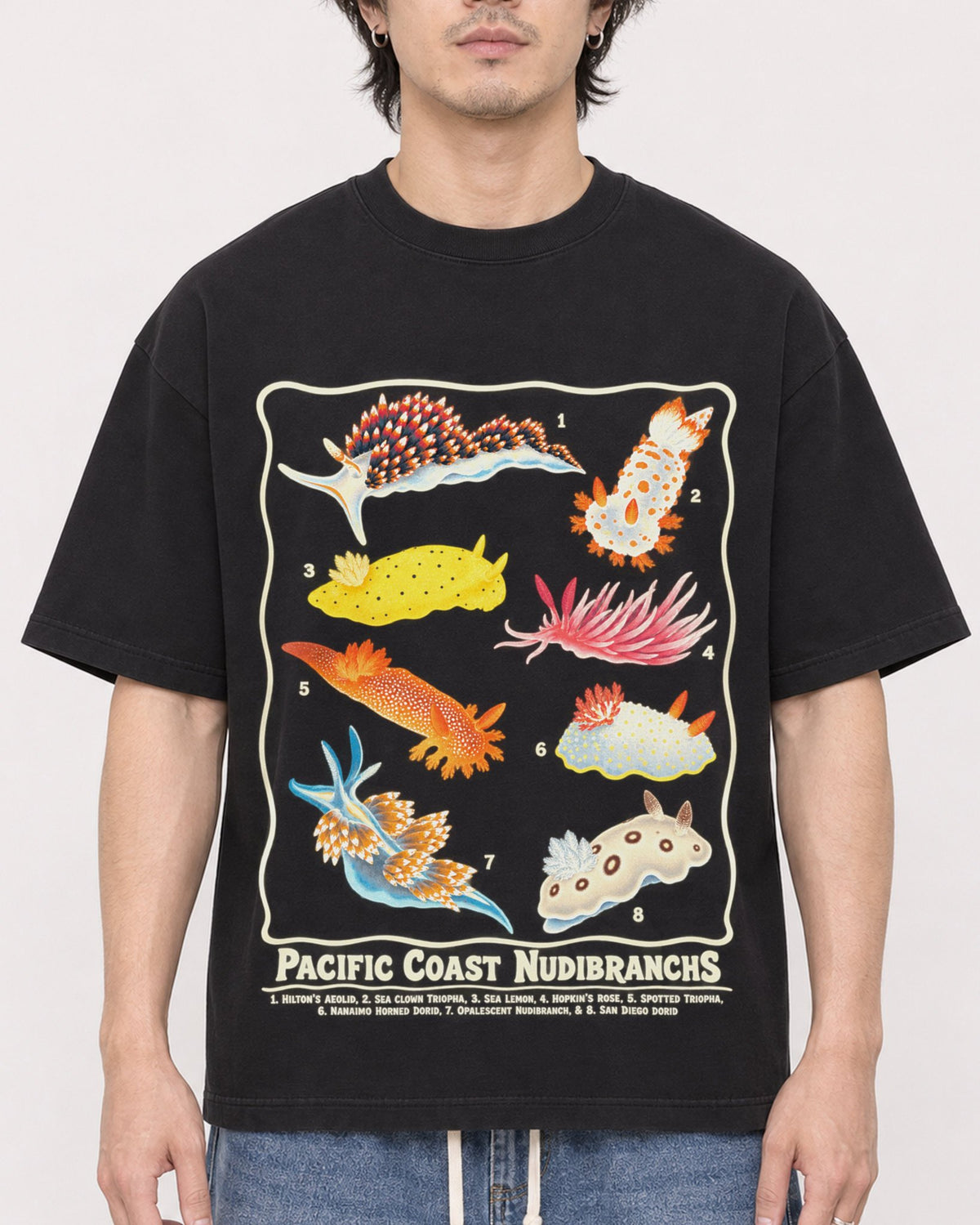 Mockup Boxy Heavyweight Tee Black male close-up 03