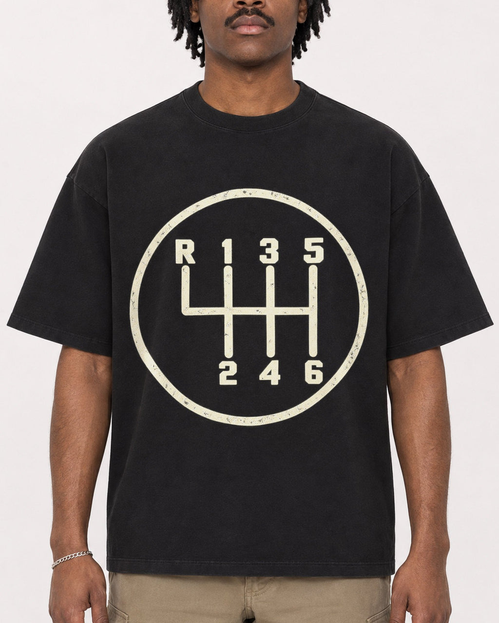 Mockup Boxy Heavyweight Tee Black male close-up 04
