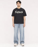 Mockup Boxy Heavyweight Tee Black male full-body 13