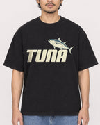 Mockup Boxy Heavyweight Tee Black male close-up 02