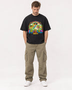 Mockup Boxy Heavyweight Tee Black male full-body 08