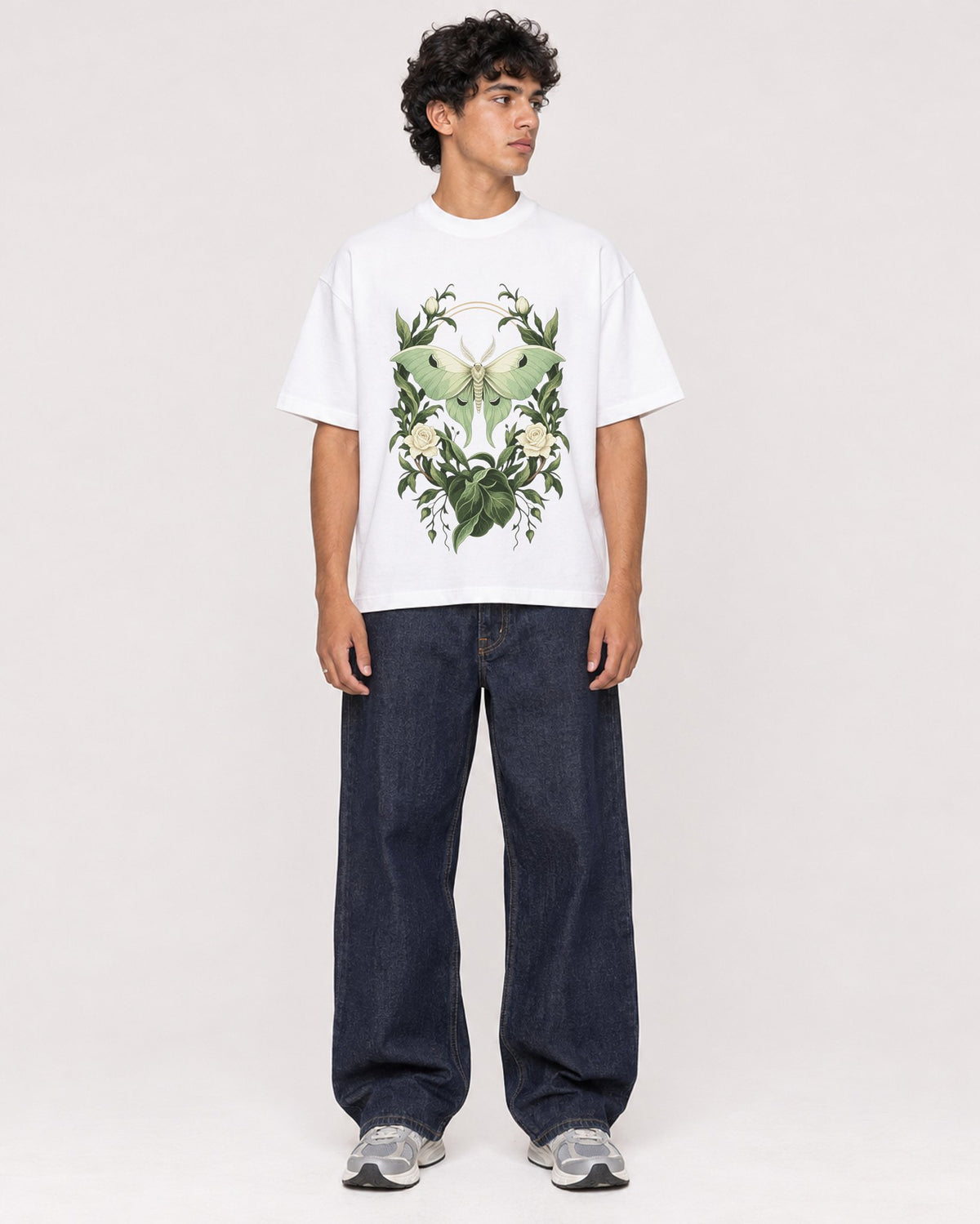 Mockup Boxy Heavyweight Tee White male full-body 26