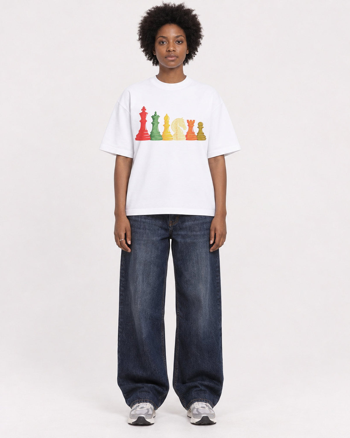 Mockup Boxy Heavyweight Tee White female full-body 14