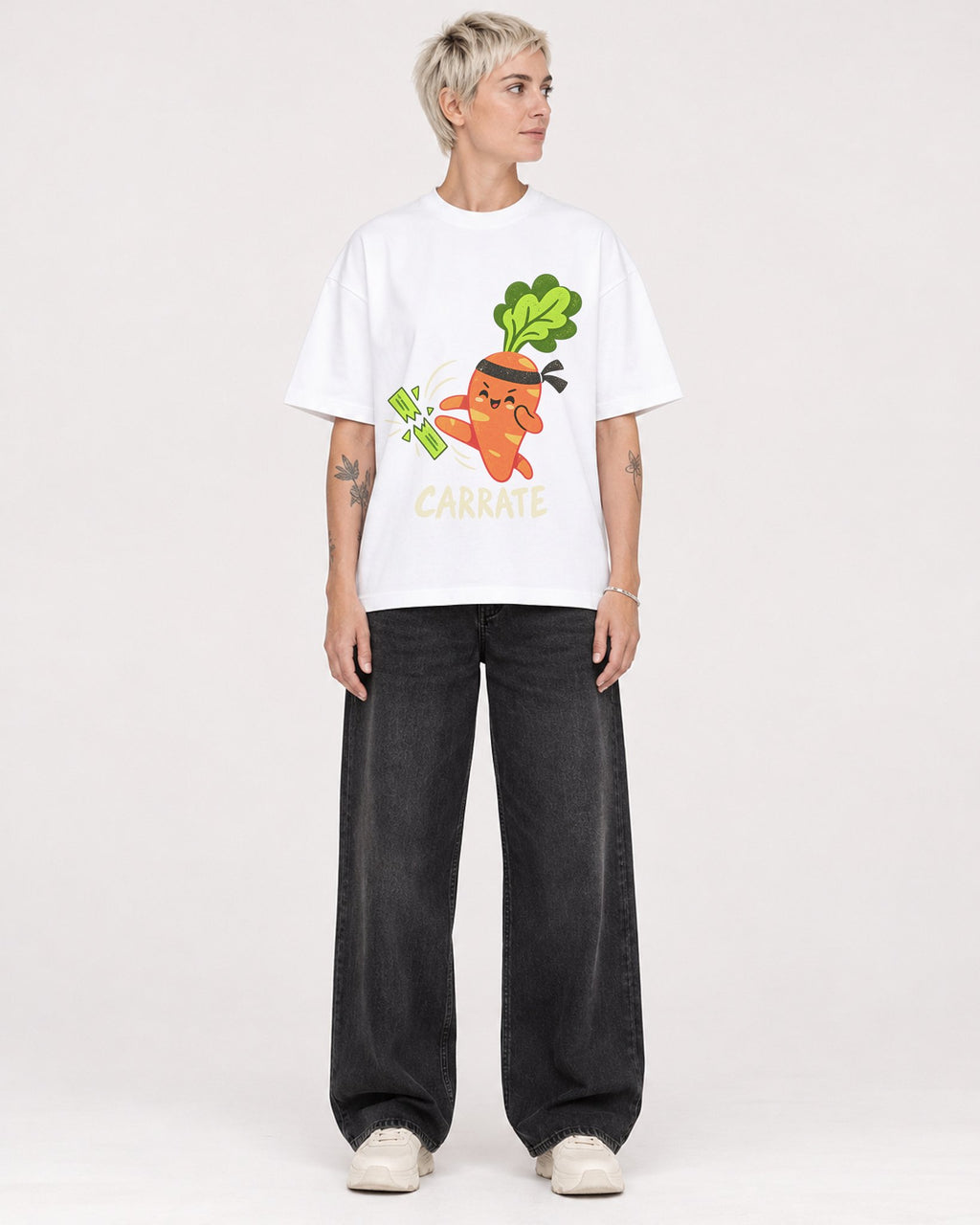 Mockup Boxy Heavyweight Tee White female full-body 48