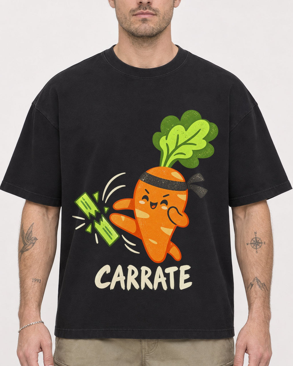 Mockup Boxy Heavyweight Tee Black male close-up 48