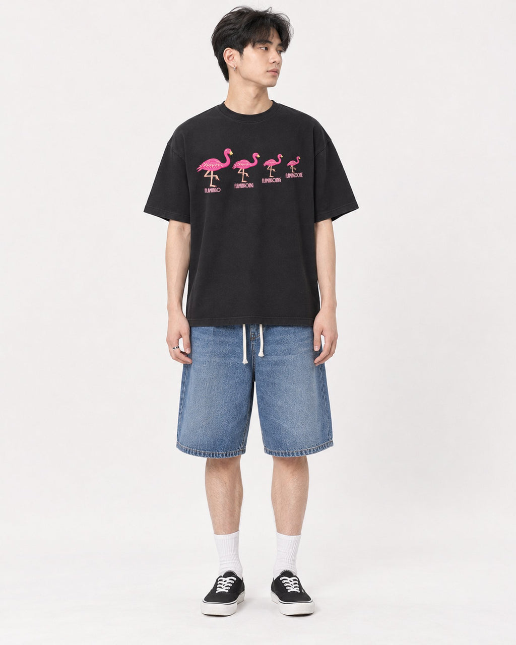 Mockup Boxy Heavyweight Tee Black male full-body 31
