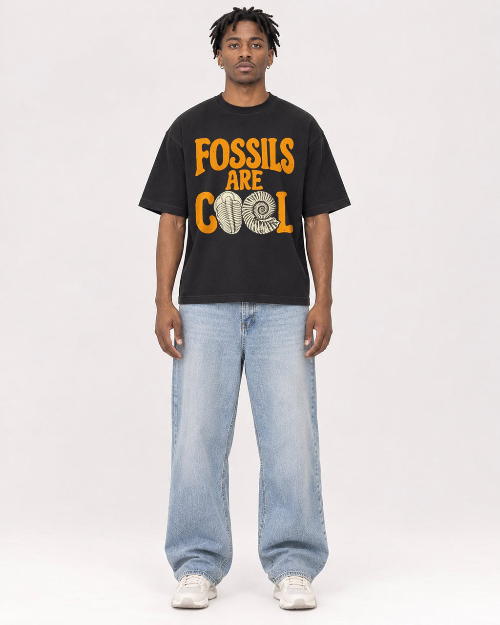 Mockup Boxy Heavyweight Tee Black male full-body 05