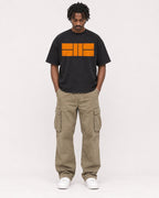 Mockup Boxy Heavyweight Tee Black male full-body 04