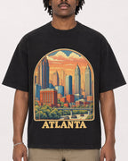 Mockup Boxy Heavyweight Tee Black male close-up 04