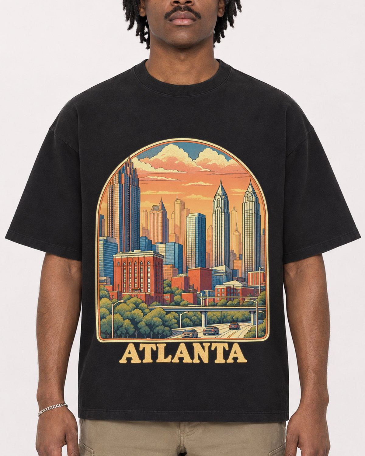 Mockup Boxy Heavyweight Tee Black male close-up 04