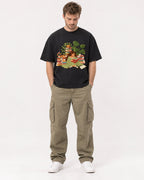 Mockup Boxy Heavyweight Tee Black male full-body 08