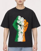 Mockup Boxy Heavyweight Tee Black male close-up 01