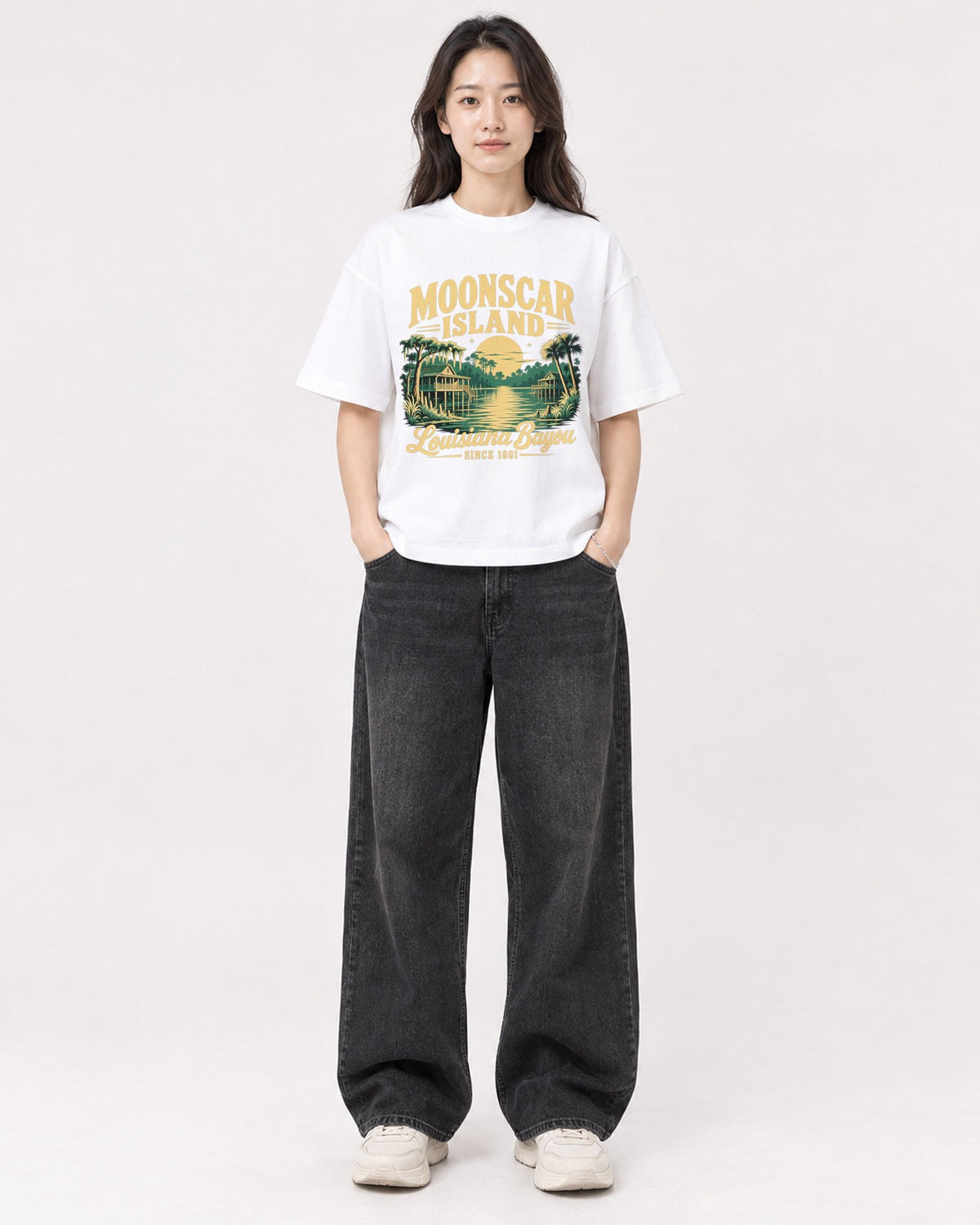 Mockup Boxy Heavyweight Tee White female full-body 03