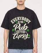 Mockup Boxy Heavyweight Tee Black male close-up 21