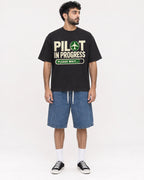 Mockup Boxy Heavyweight Tee Black male full-body 07