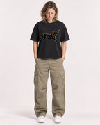 Mockup Boxy Heavyweight Tee Black female full-body 38