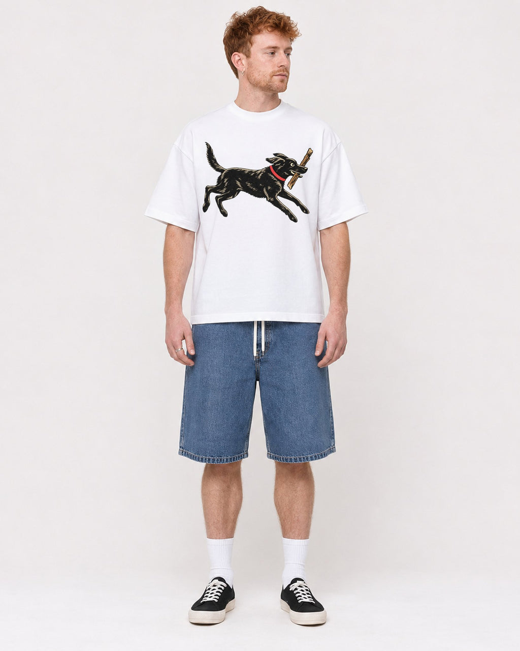 Mockup Boxy Heavyweight Tee White male full-body 38