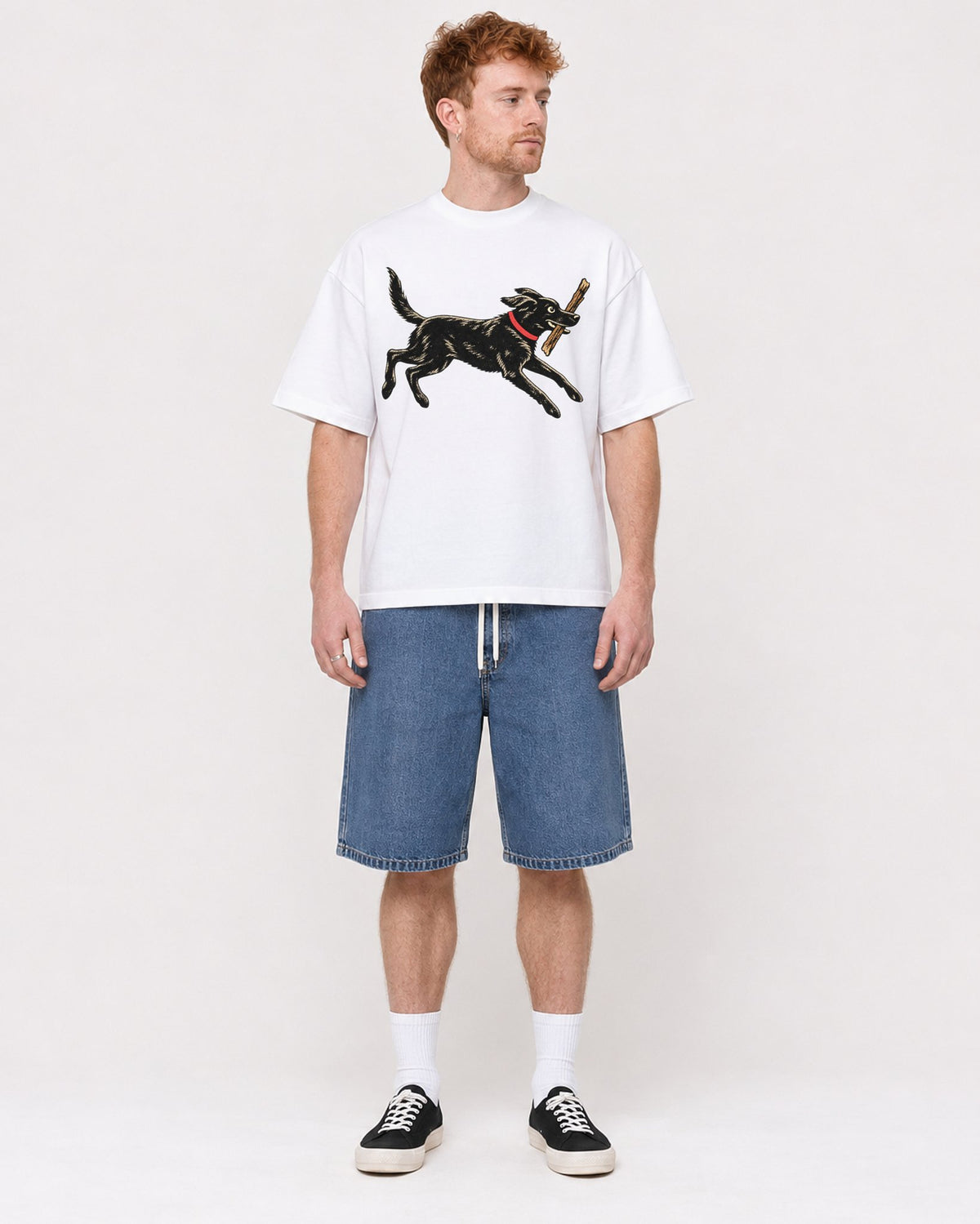 Mockup Boxy Heavyweight Tee White male full-body 38