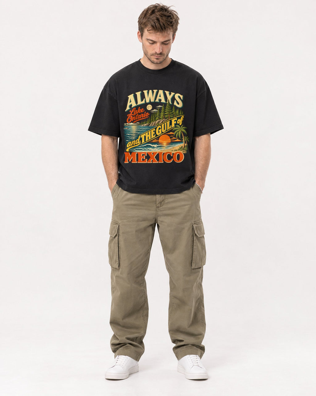 Mockup Boxy Heavyweight Tee Black male full-body 08
