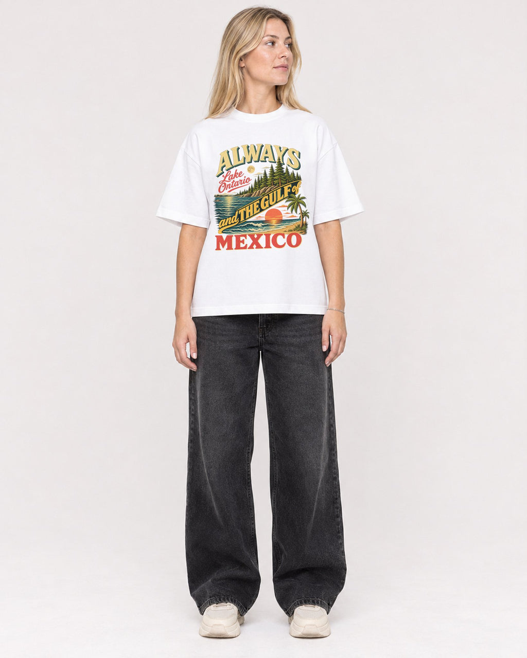Mockup Boxy Heavyweight Tee White female full-body 08