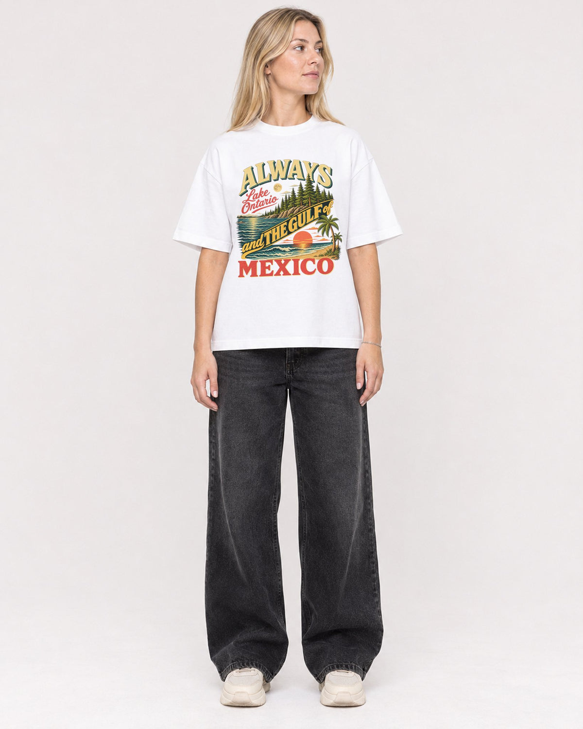 Mockup Boxy Heavyweight Tee White female full-body 08
