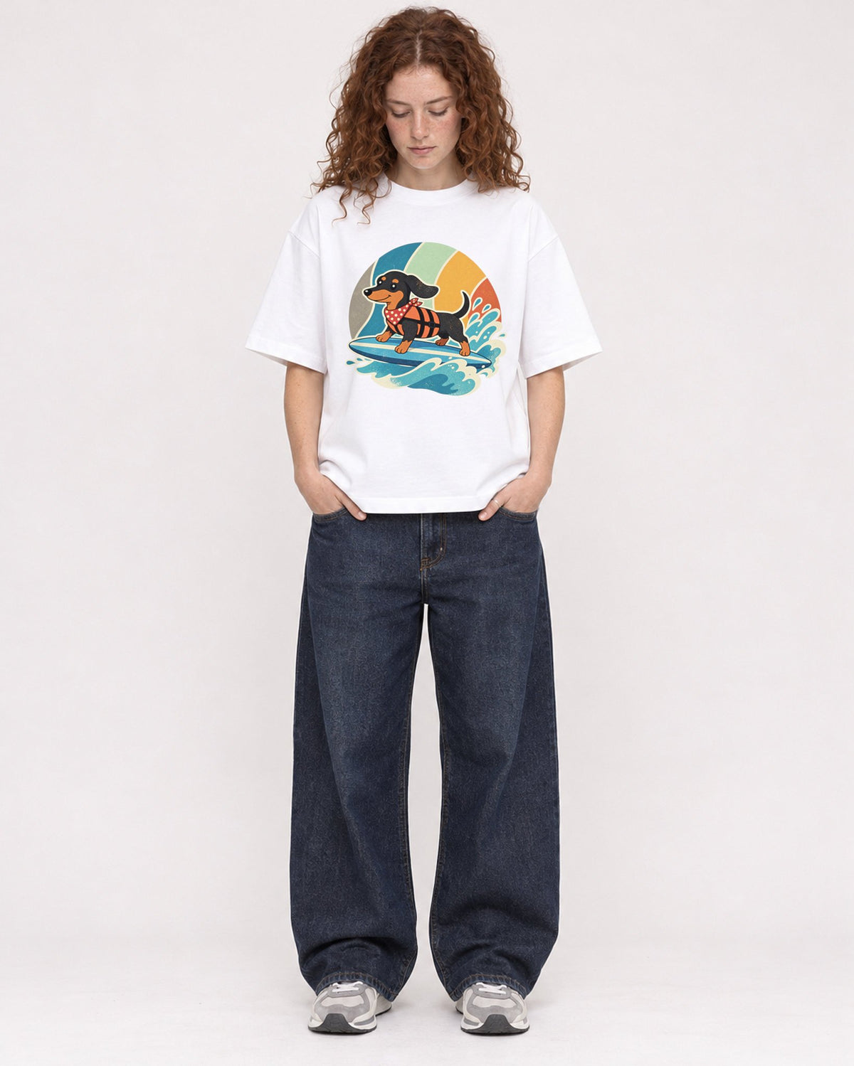 Mockup Boxy Heavyweight Tee White female full-body 09