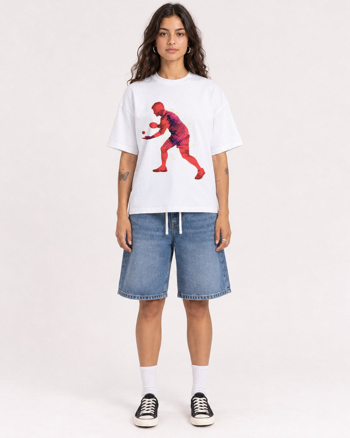 Mockup Boxy Heavyweight Tee White female full-body 06