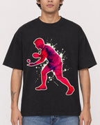 Mockup Boxy Heavyweight Tee Black male close-up 06