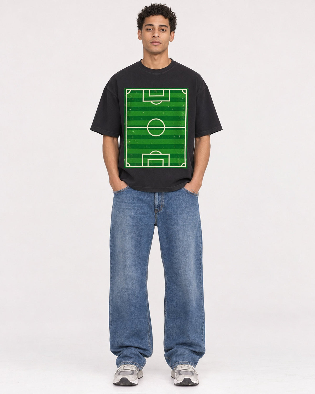 Mockup Boxy Heavyweight Tee Black male full-body 10