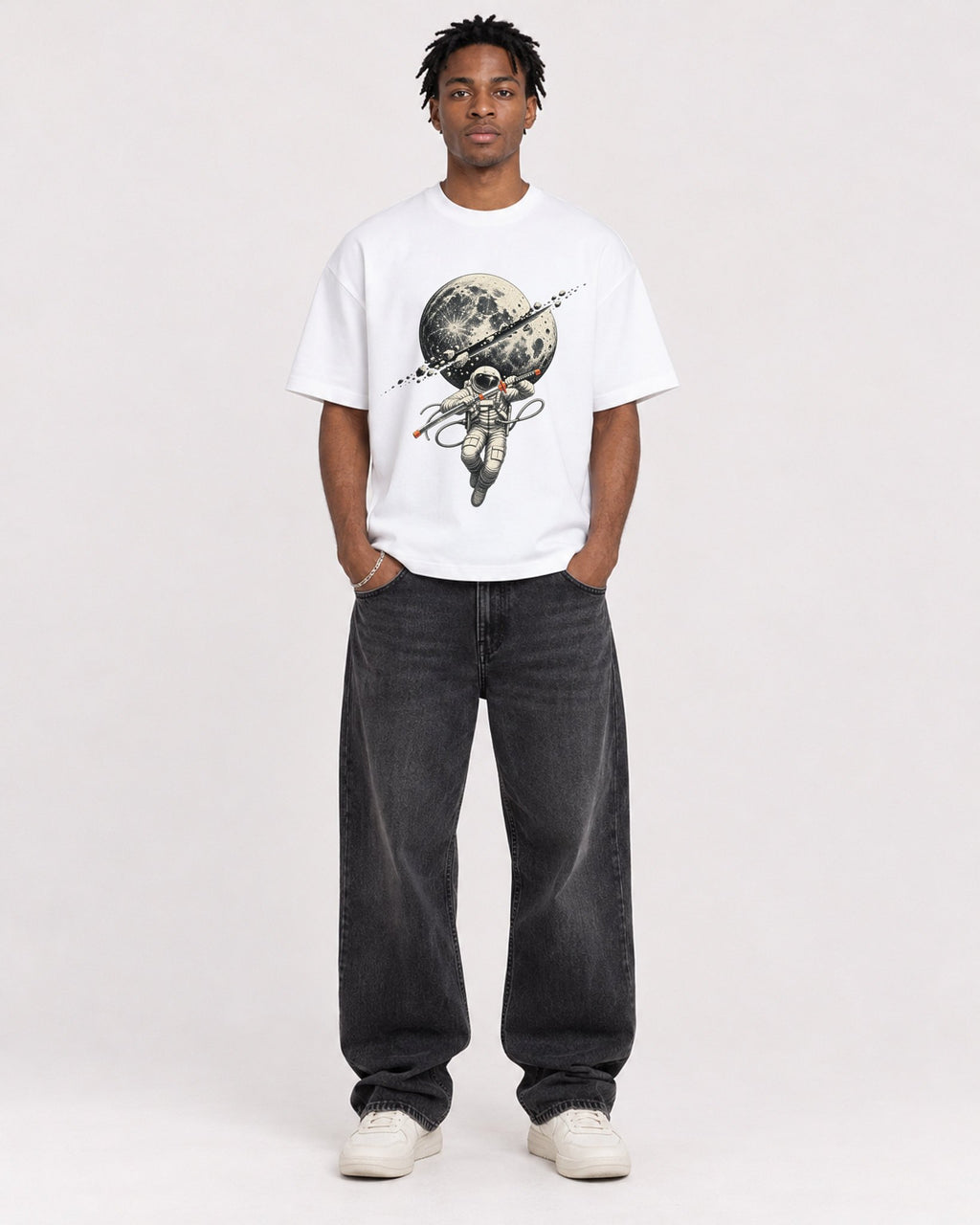 Mockup Boxy Heavyweight Tee White male full-body 05
