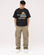 Mockup Boxy Heavyweight Tee Black male full-body 16