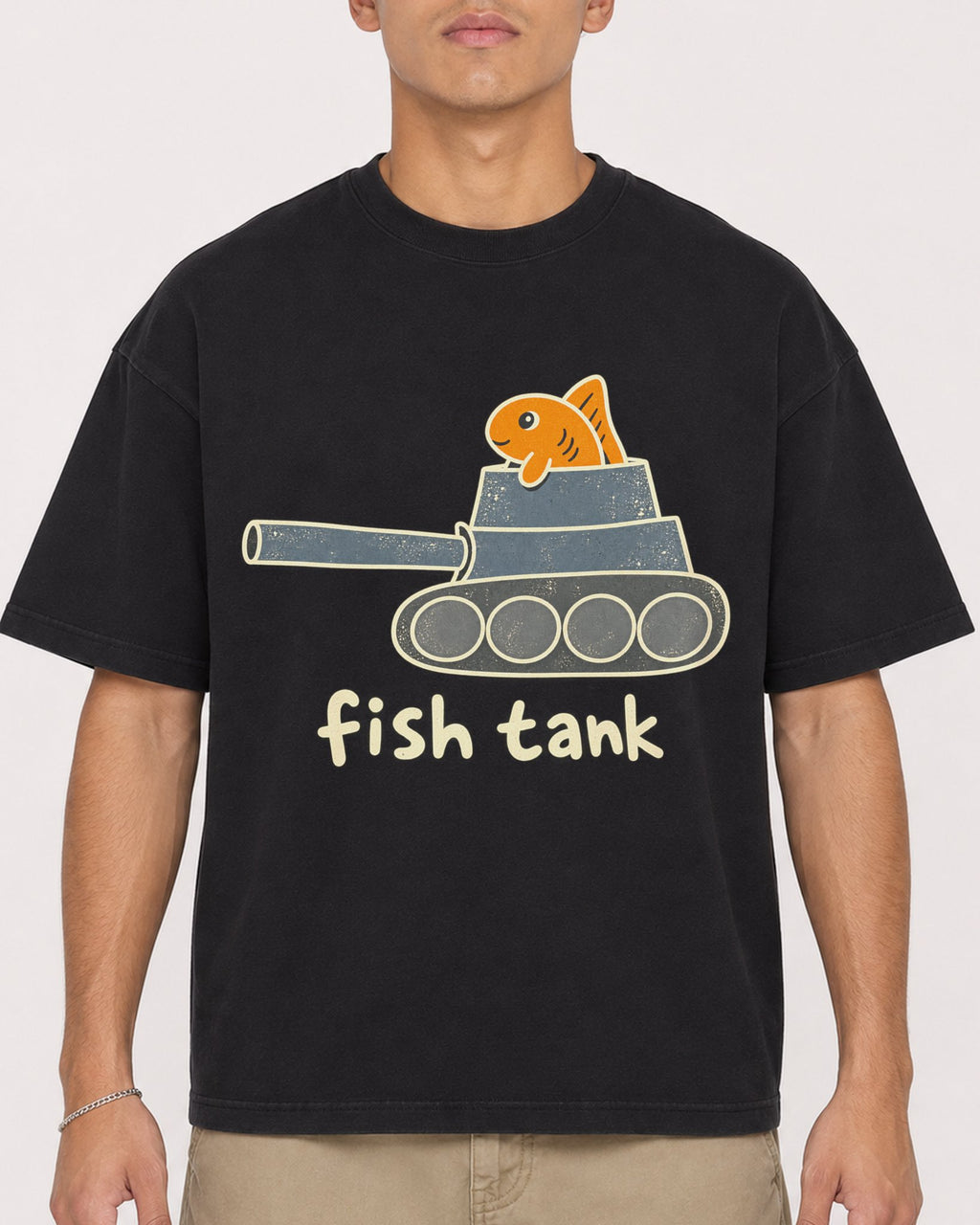 Mockup Boxy Heavyweight Tee Black male close-up 16
