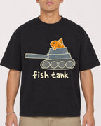 Mockup Boxy Heavyweight Tee Black male close-up 16
