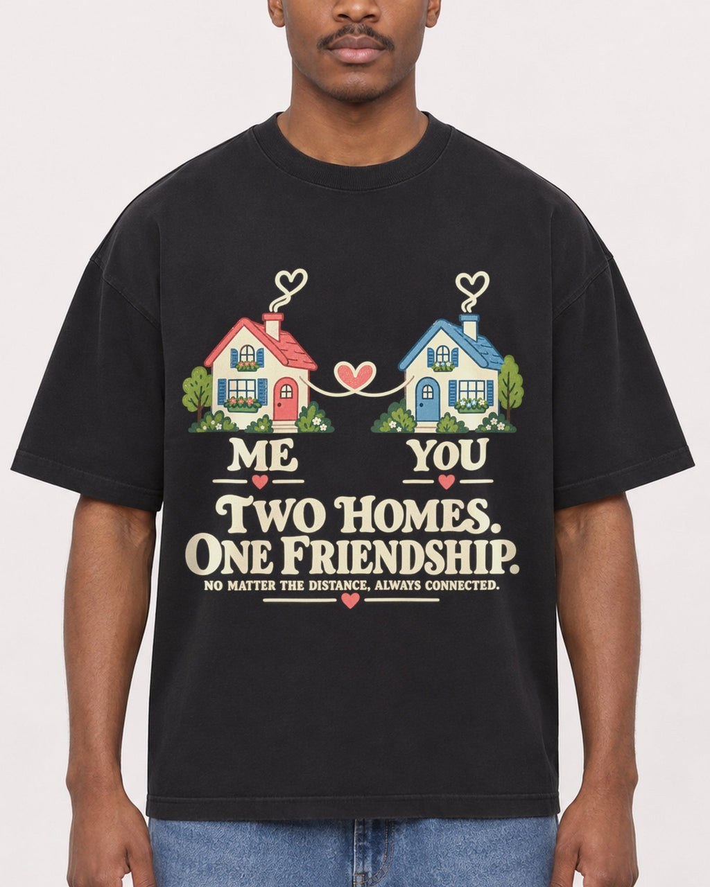 Mockup Boxy Heavyweight Tee Black male close-up 14
