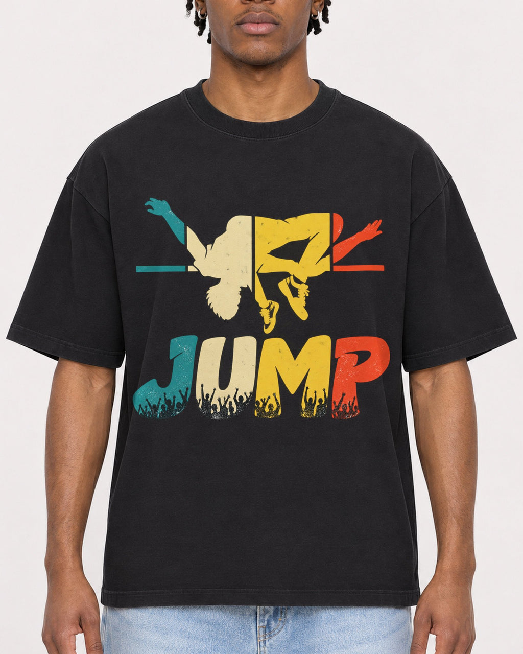 Mockup Boxy Heavyweight Tee Black male close-up 05