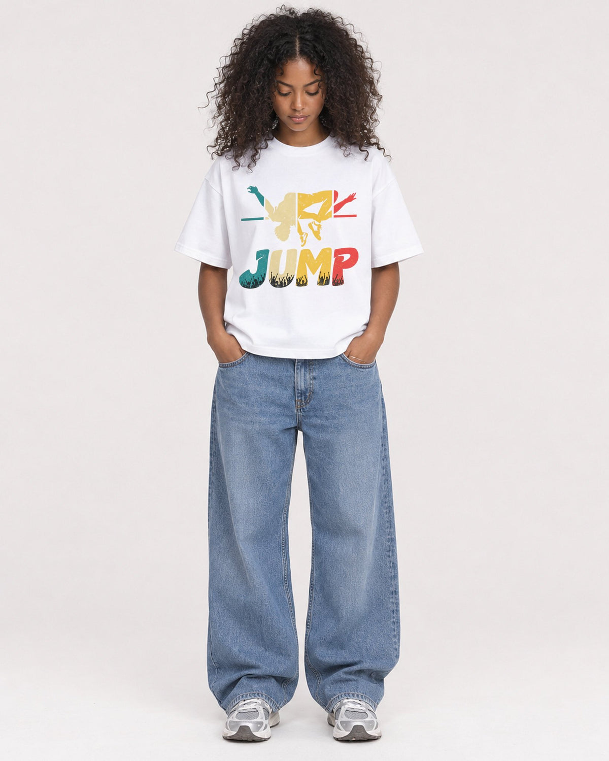 Mockup Boxy Heavyweight Tee White female full-body 05