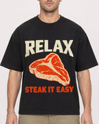 Mockup Boxy Heavyweight Tee Black male close-up 08