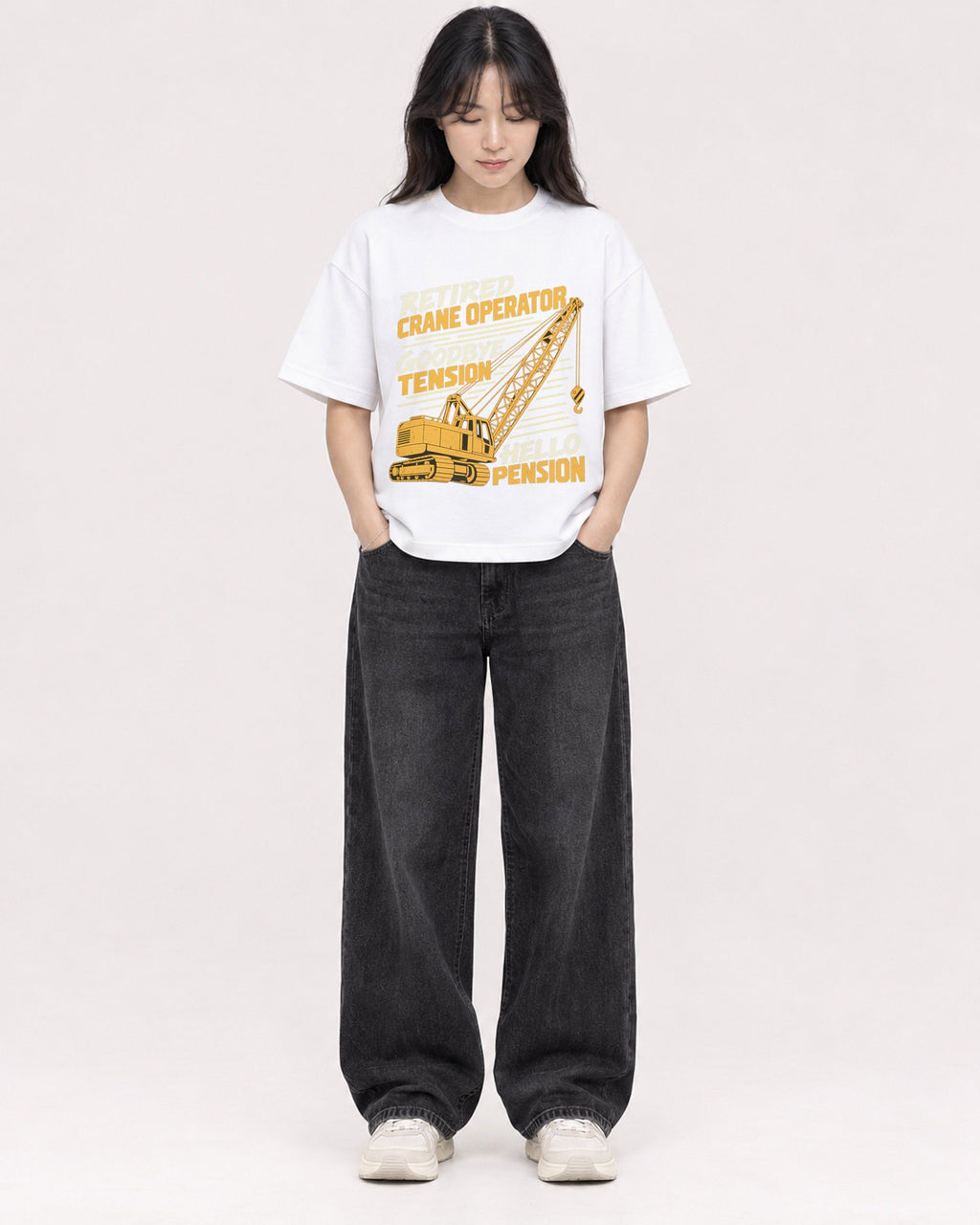 Mockup Boxy Heavyweight Tee White female full-body 13