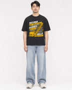 Mockup Boxy Heavyweight Tee Black male full-body 13