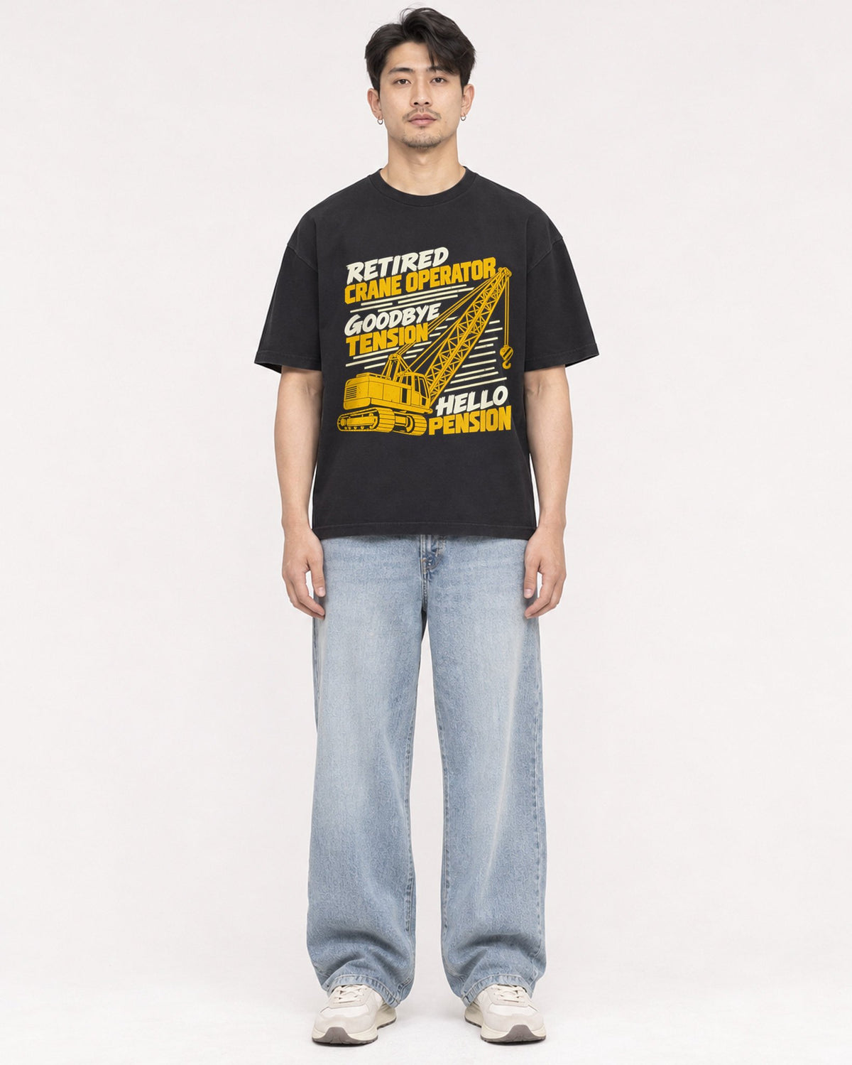 Mockup Boxy Heavyweight Tee Black male full-body 13