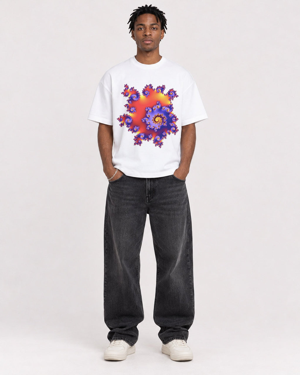 Mockup Boxy Heavyweight Tee White male full-body 05