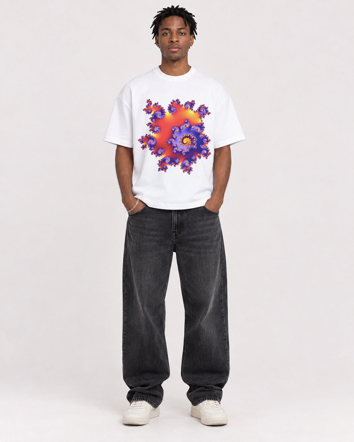 Mockup Boxy Heavyweight Tee White male full-body 05