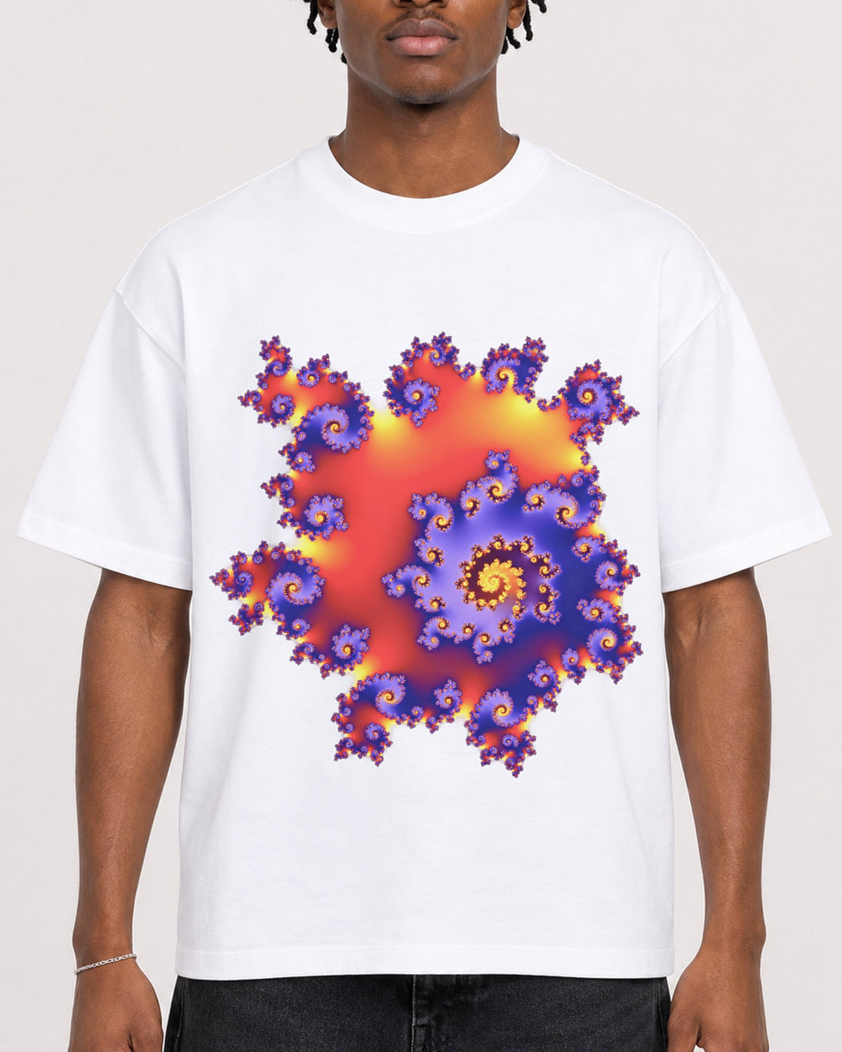 Mockup Boxy Heavyweight Tee White male close-up 05