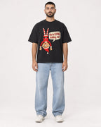 Mockup Boxy Heavyweight Tee Black male full-body 37