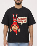 Mockup Boxy Heavyweight Tee Black male close-up 37