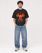 Mockup Boxy Heavyweight Tee Black male full-body 42