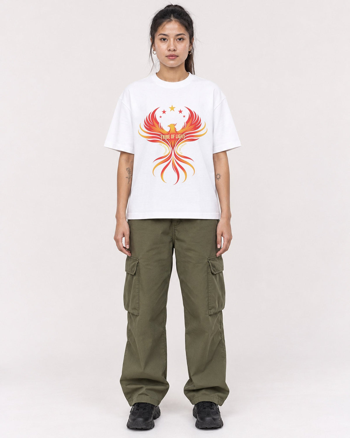 Mockup Boxy Heavyweight Tee White female full-body 42